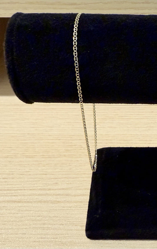 10kt Gold Pave Mariner Bracelet -9” (0.5gms)