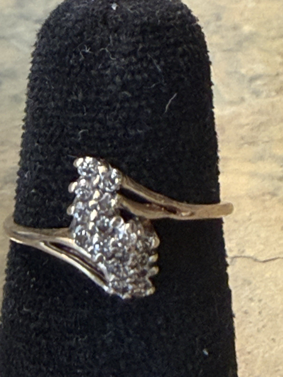 Vintage 14K Diamond Cluster Bypass Ring - Size 6.5
