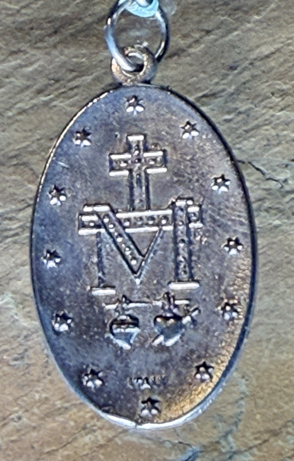 Vintage Catholic Miraculous Medal Pendant with Necklace