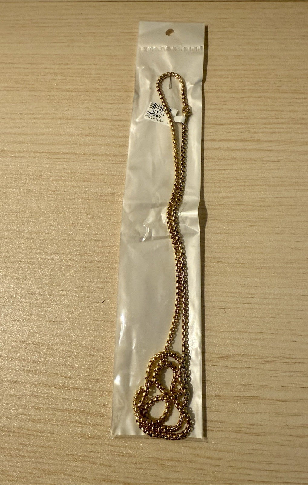 Stainless Steel Yellow Round Box Chain 3mm - Length : 26”