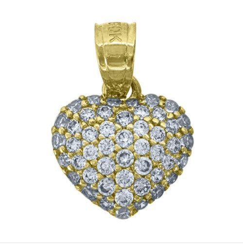 10kt Yellow Gold Cubic Zirconia Heart Charm Pendant (0.8gms)