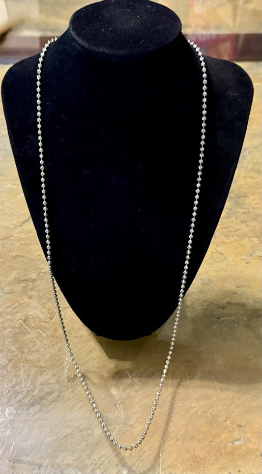 10K White Gold 30 Inch Diamond-Cut Moon Ball Chain Necklace 15.13g