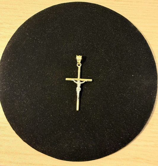10K Yellow and White Gold Crucifix Pendant (.97gms)