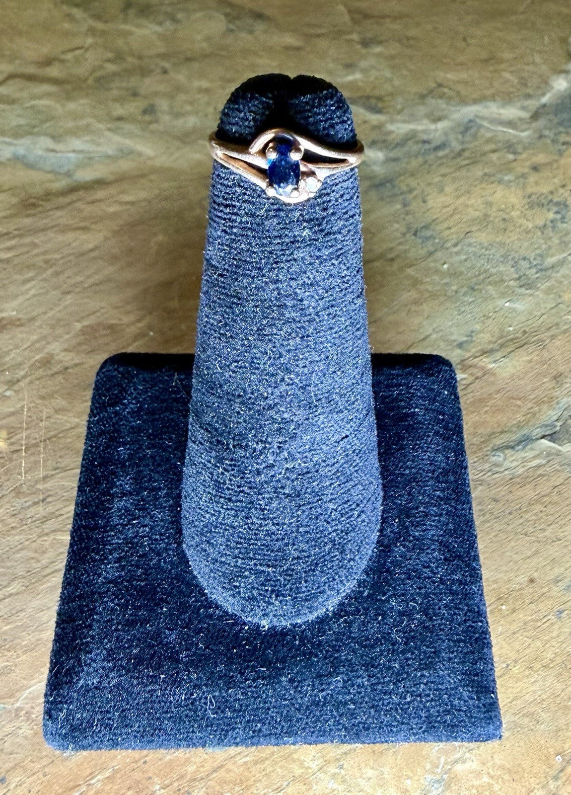Vintage 10K Yellow Gold Diamond and Aquamarine Ring - Size 3.5