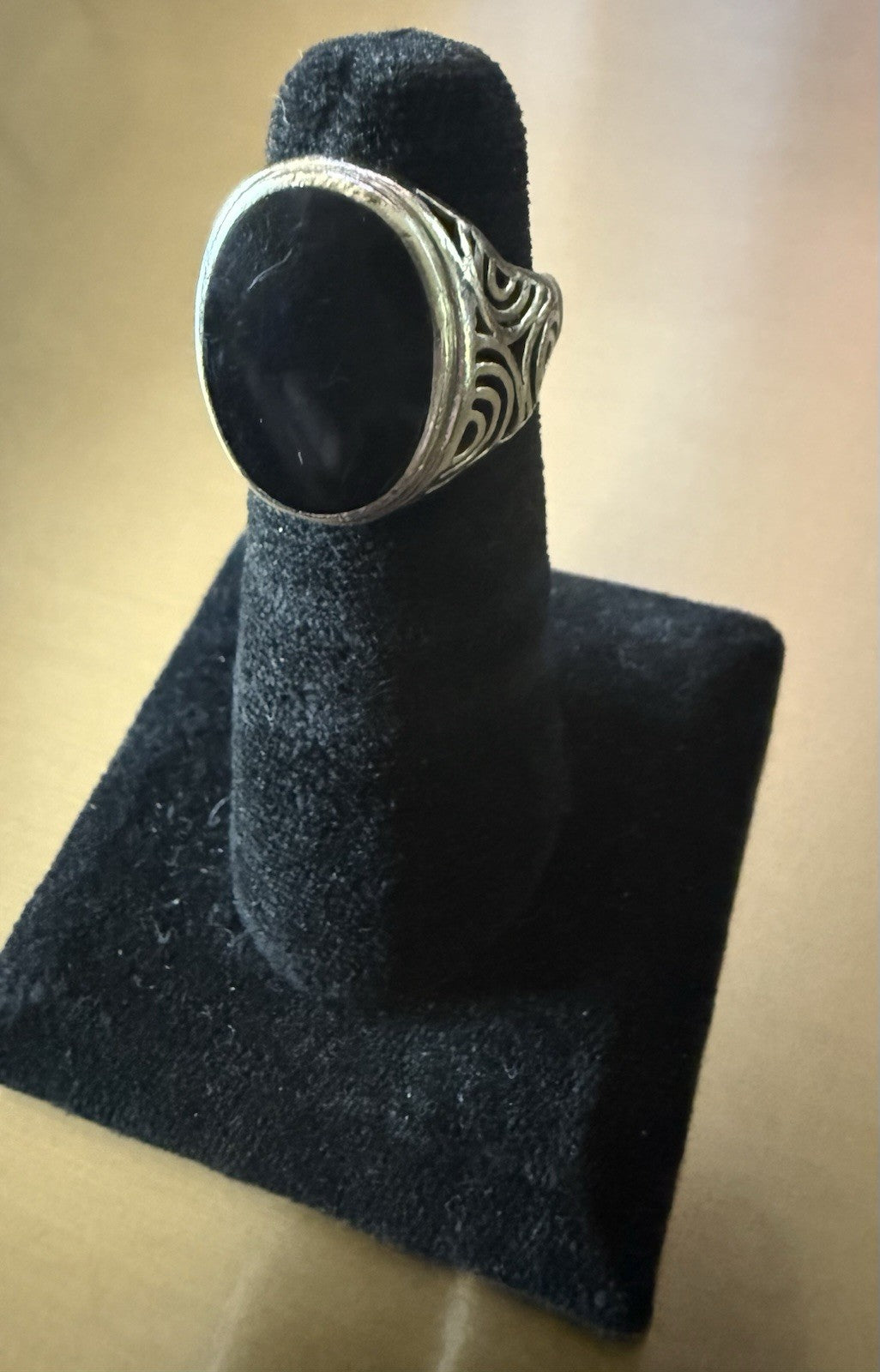 Vintage Sterling Silver Onyx Ring - Size 5.5