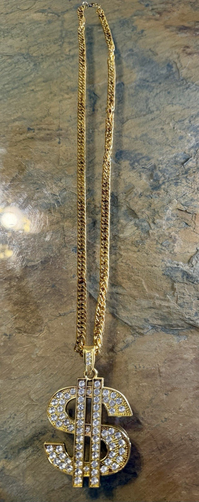Gold Tone Chain with Dollar Sign Pendant