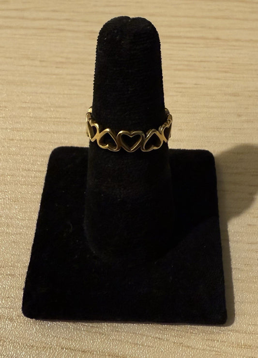 10K Yellow Gold Open Hearts Ring Size 9 (1.8gms)