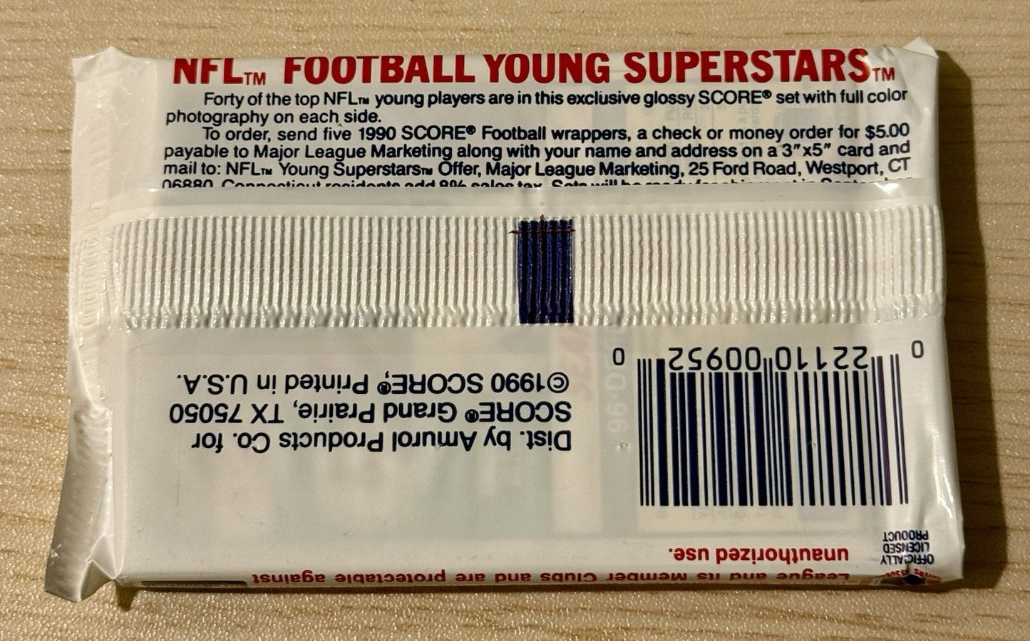 Sealed pack of 1990 Score NFL Football Series 2 trading cards