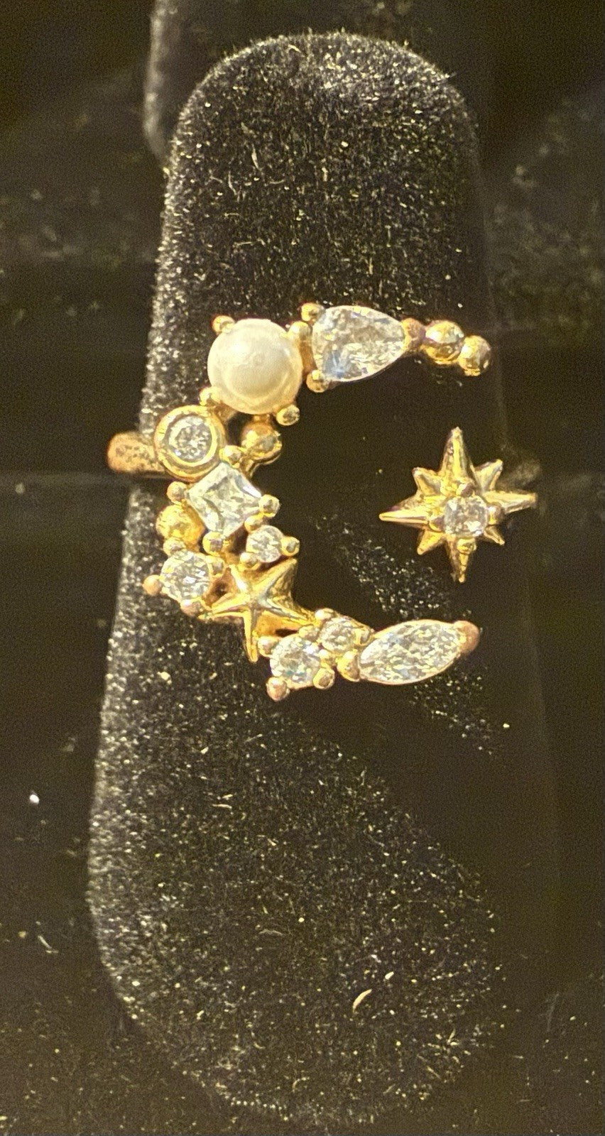 Gold Tone Moon Ring- Size 4.5