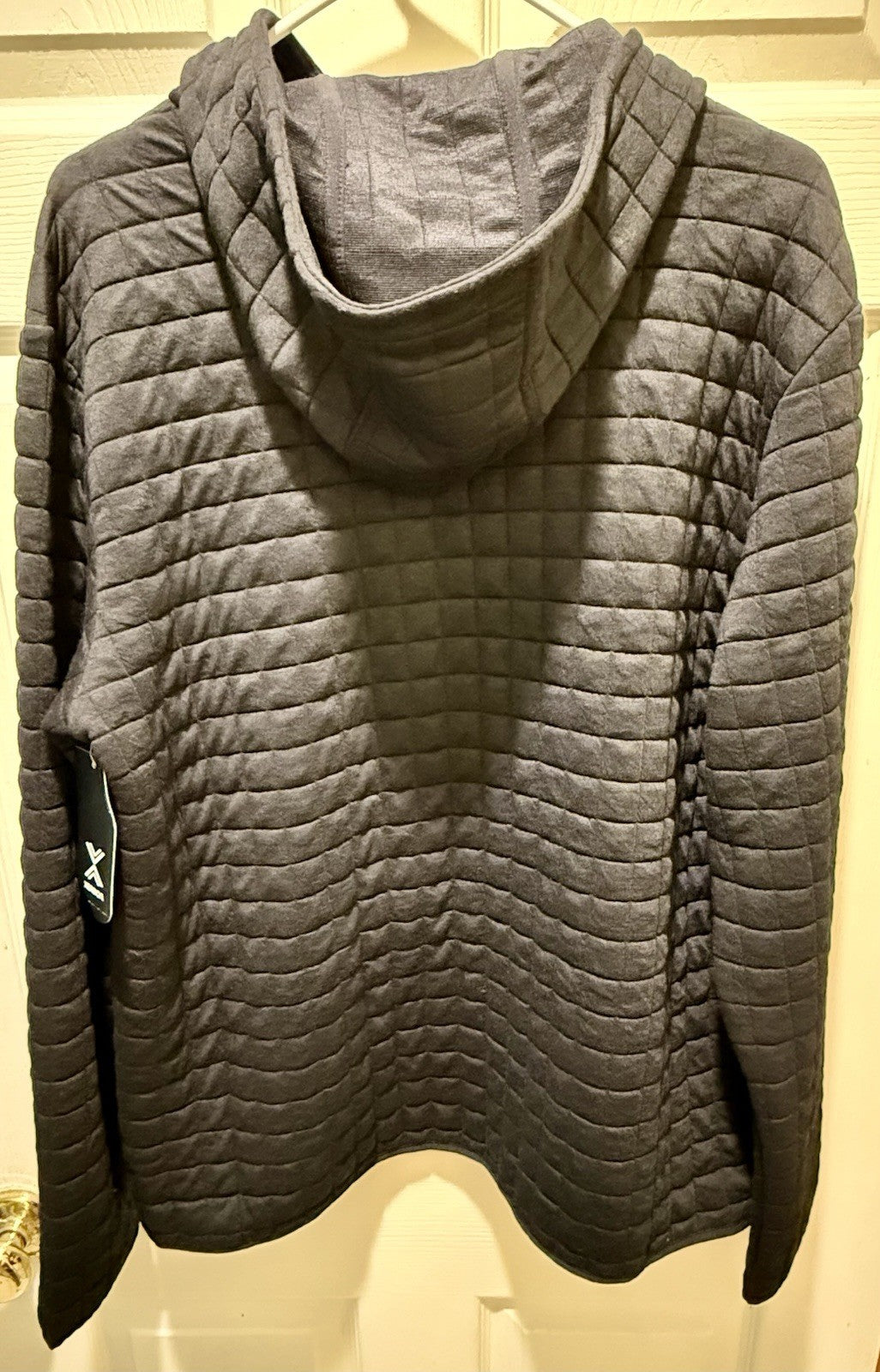 Xersion Train Quilted Jacquard Long Sleeve Popover Hoodie Men's M Black