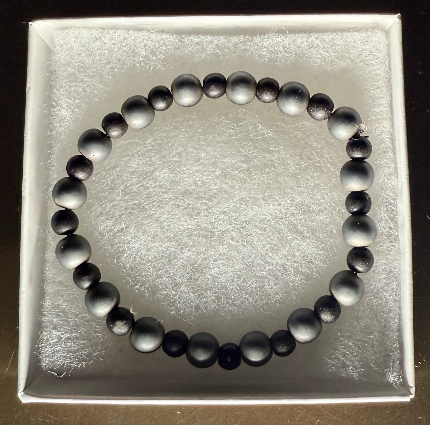 Black Moonstone Beaded Stretch Bracelet