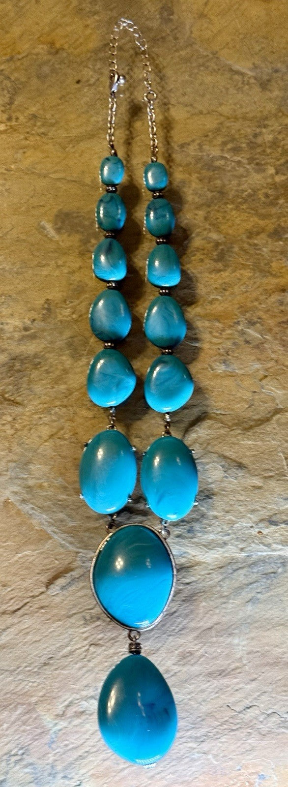 Vintage Avon Big and Bold Faux Turquoise Adjustable Drop Necklace