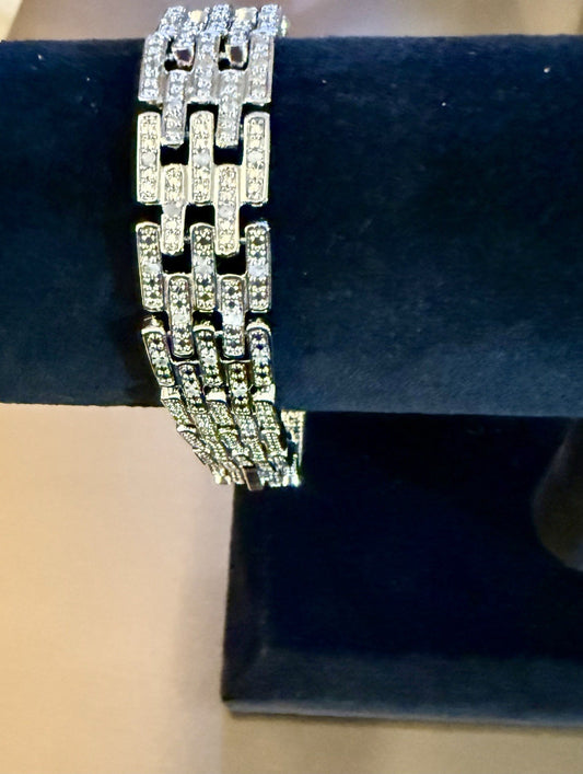 10K White Gold Diamond Bracelet (20.72g) - 7.5”