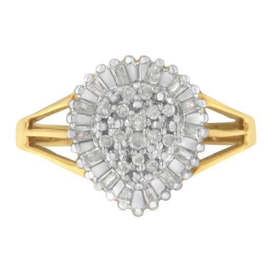 10K Yellow Gold Diamond Cocktail Ring (1/4 Cttw, I-J Color, I3 Clarity)-0