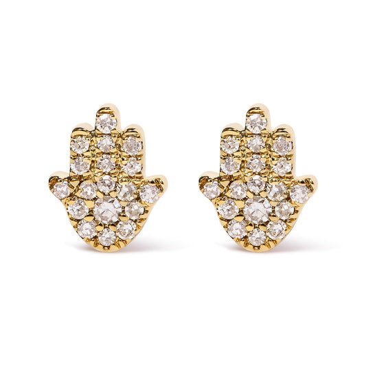 10K Yellow Gold Diamond Accented Hamsa Stud Earrings (H-I Color, I1-I2 Clarity)-0