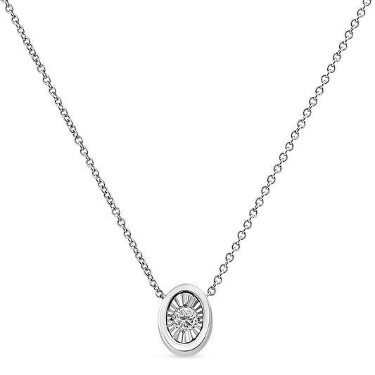 10K White Gold 1/10 Cttw Miracle Set Round-Cut Diamond 18" Pendant Necklace - Choice of Shape-0
