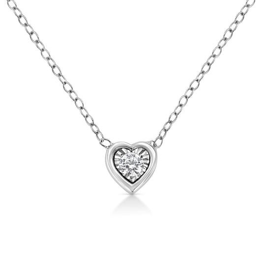 10K White Gold 1/10 Cttw Miracle Set Round-Cut Diamond 18" Pendant Necklace - Choice of Shape-1