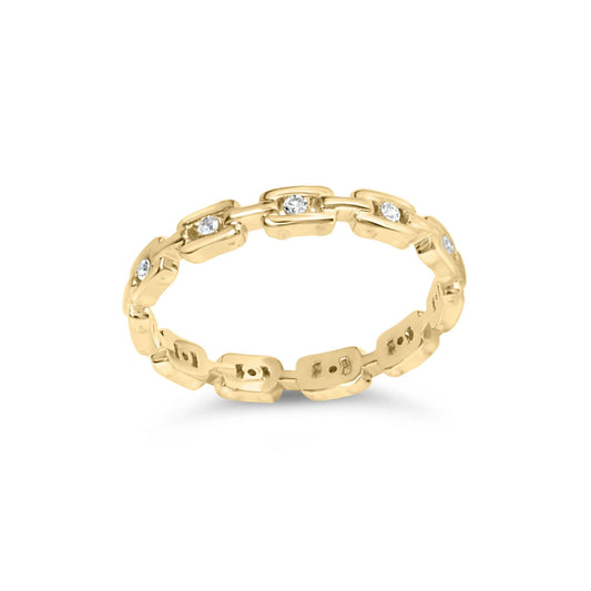 10K Yellow Gold 1/10 Cttw Paperclip Style Link Band Ring (H-I Color, I1-I2 Clarity)-1