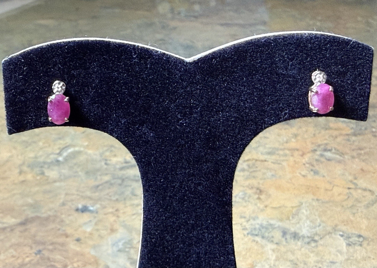 Vintage 10K Gold Diamond and Ruby Earrings 