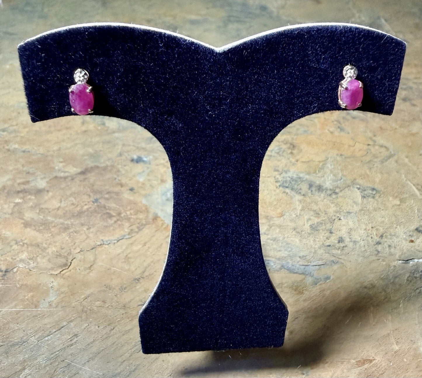 Vintage 10K Gold Diamond and Ruby Earrings 