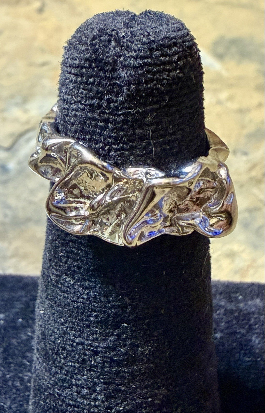 Silvertone Molten Ring- Size 5