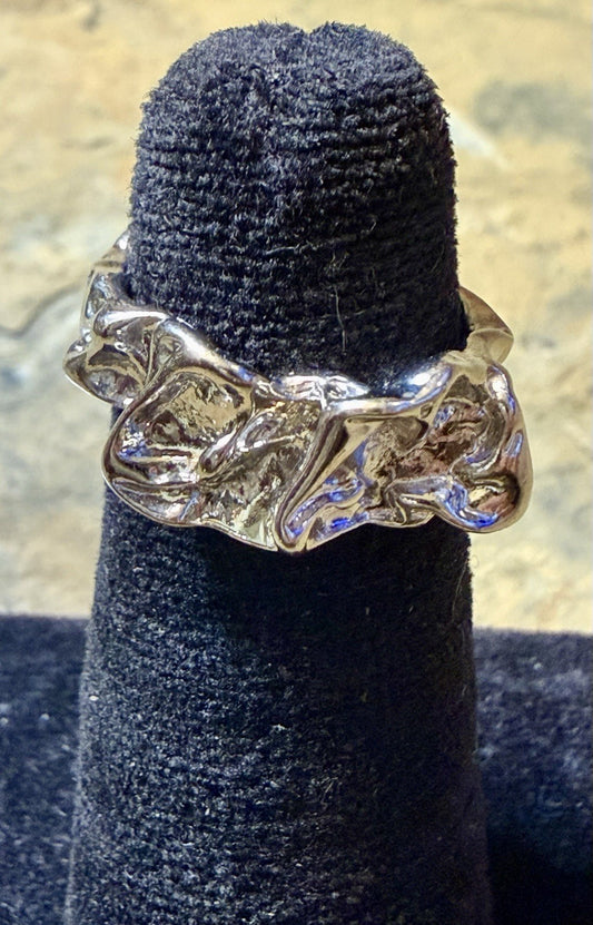 Silvertone Molten Ring- Size 5