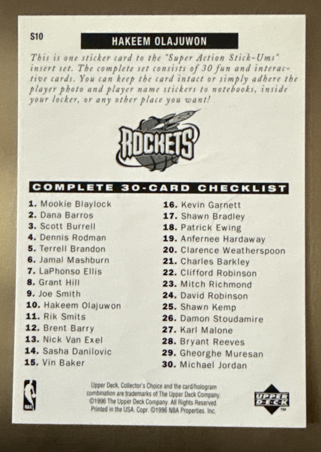 1996-97 Upper Deck Collector's Choice - Superaction Stick 'ums Stickers Series 1