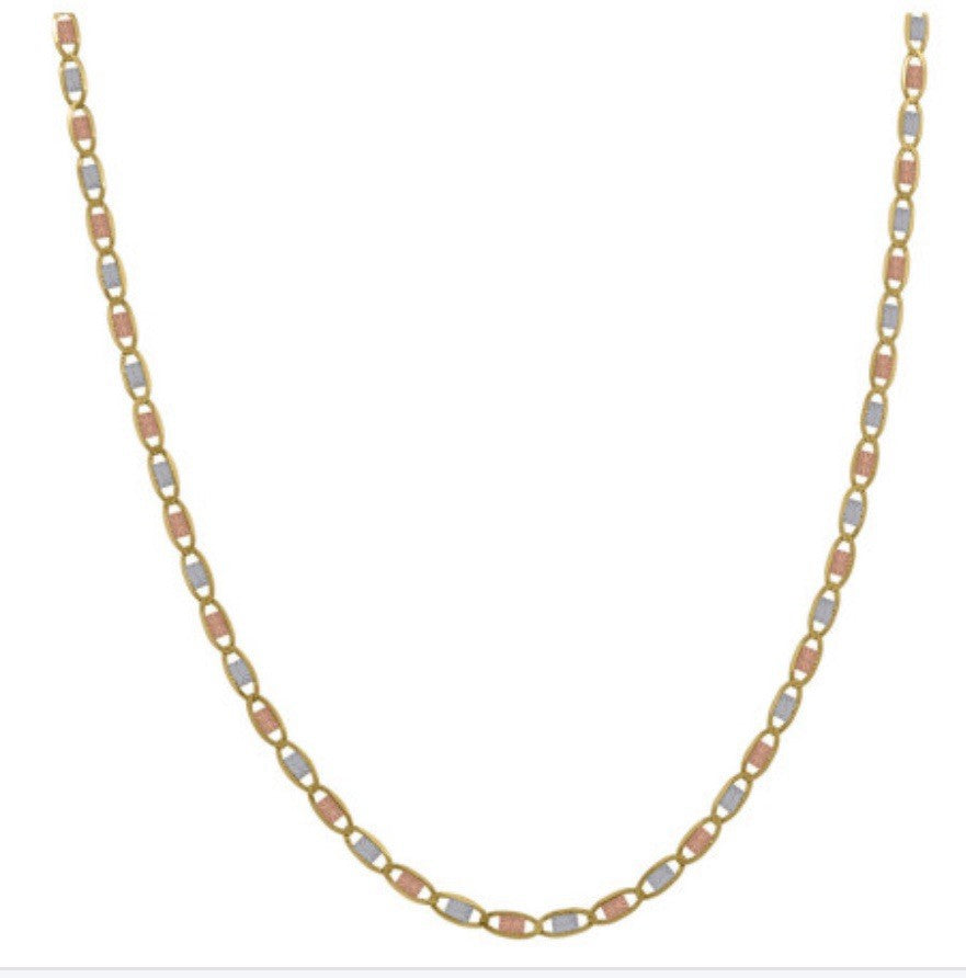 10kt Tri-color Gold Valentino Bracelet 1.6mm 9” (0.7gms)