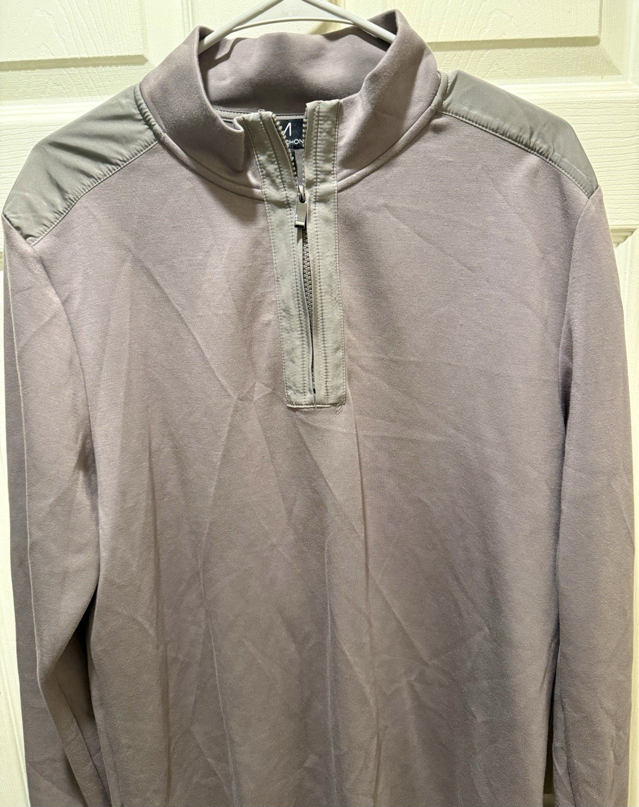 Magaschoni men's taupe performance quarter-zip pullover  - M