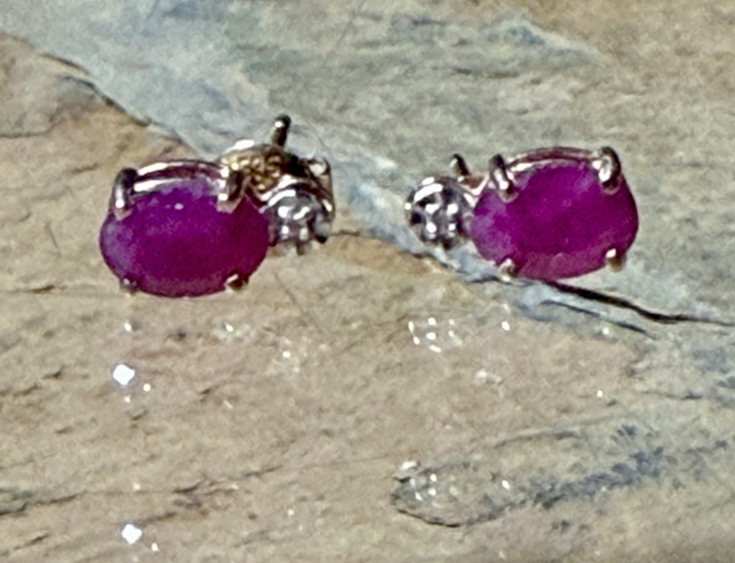Vintage 10K Gold Diamond and Ruby Earrings 