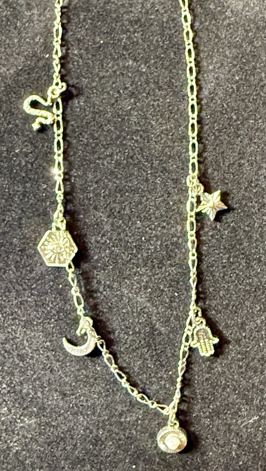 Silvertone Multi Charm Necklace 