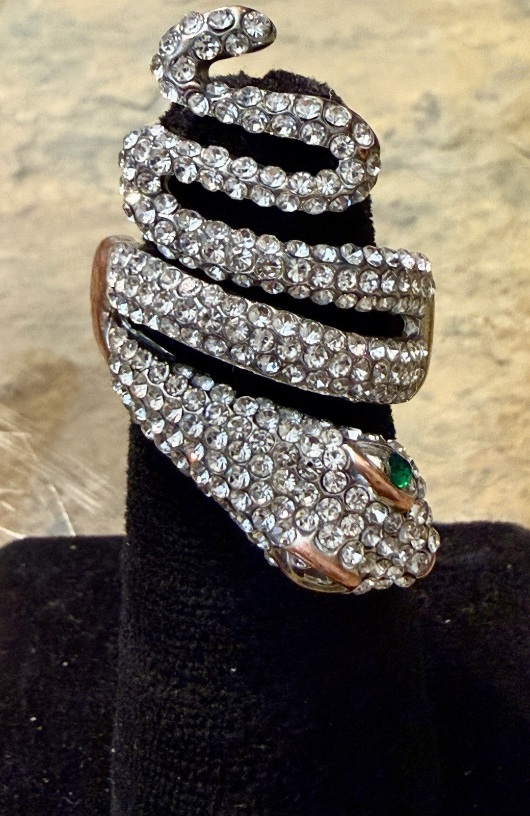 Silvertone Snake Ring - Size 6 - Adjustable 