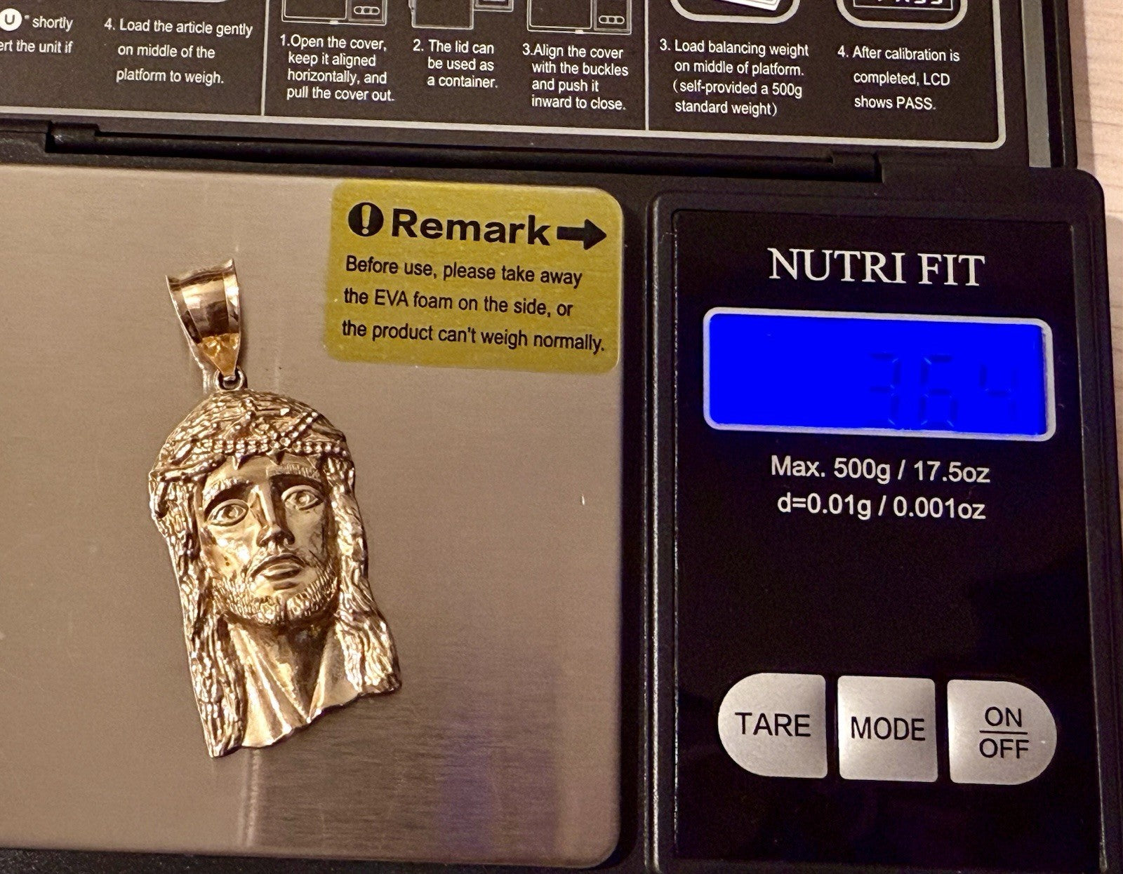 10K Yellow Gold Jesus Head Pendant (3.64g)