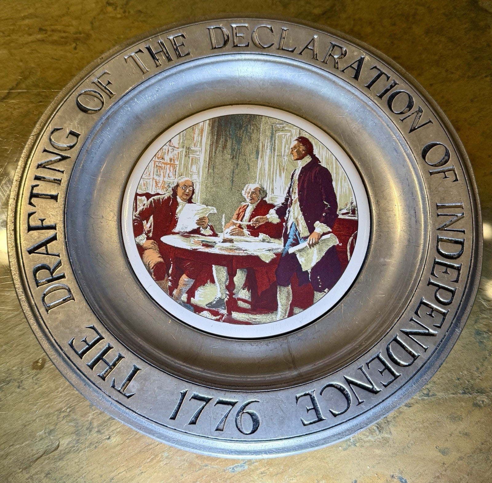 Vintage Wilton Pewter Plate "The Drafting of the Declaration of Independence" 