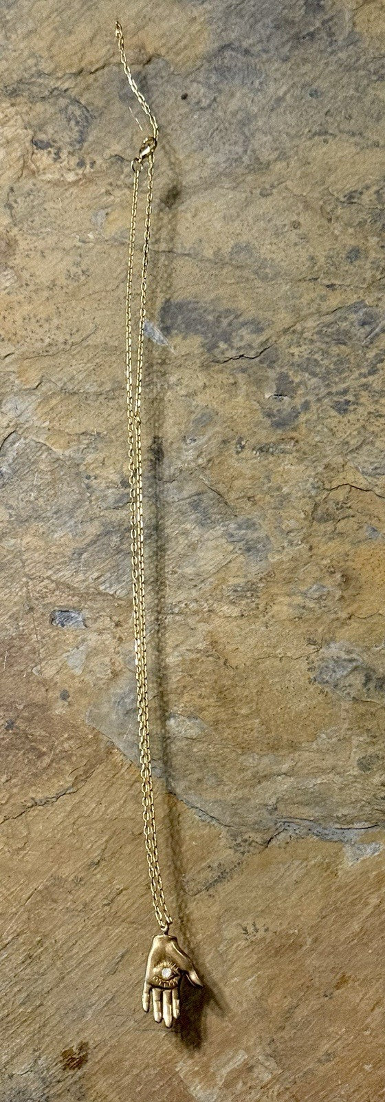 Gold Tone Mystic Hand Pendant and Necklace 
