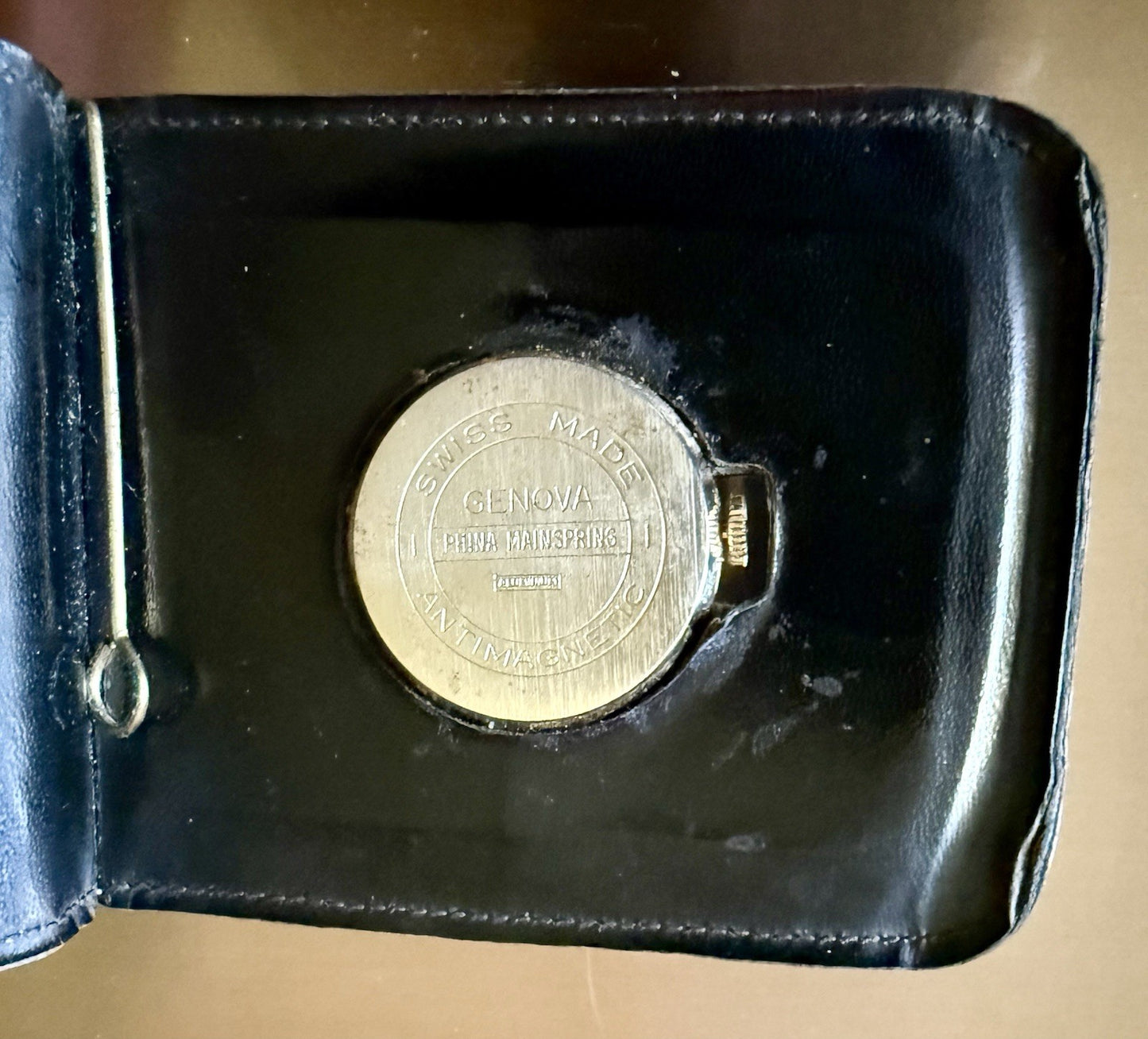 Vintage Moroccan Leather Folding Wallet w/ Swiss Made Genova Watch