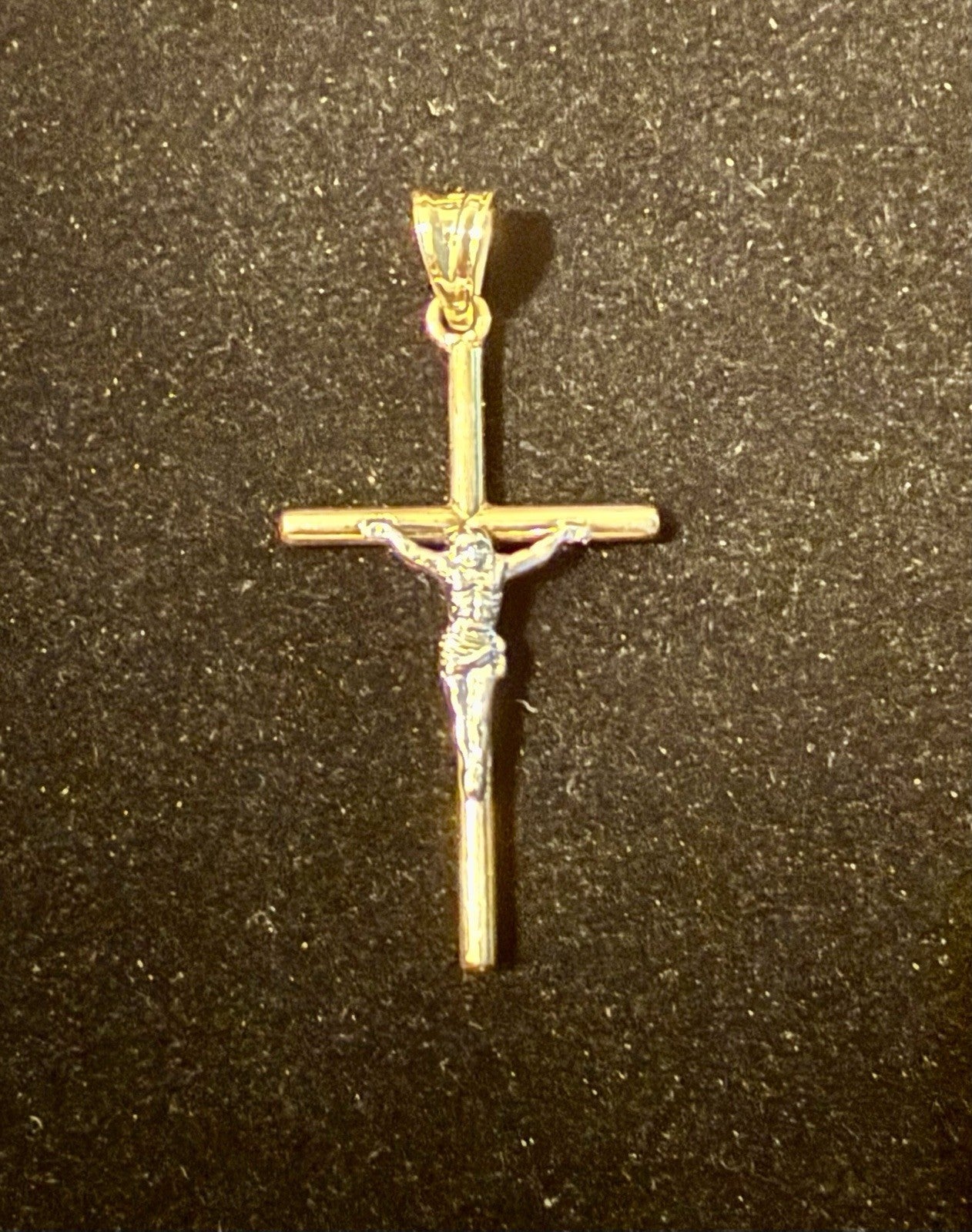10K Yellow and White Gold Crucifix Pendant (.97gms) 