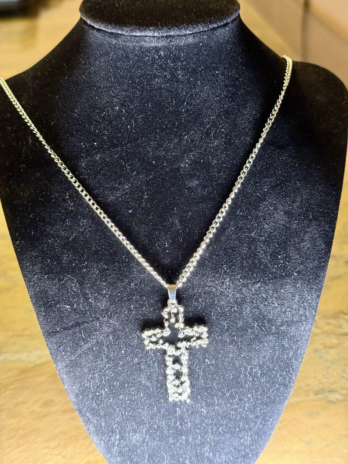 Stainless Steel Cross Pendant Necklace- 24”