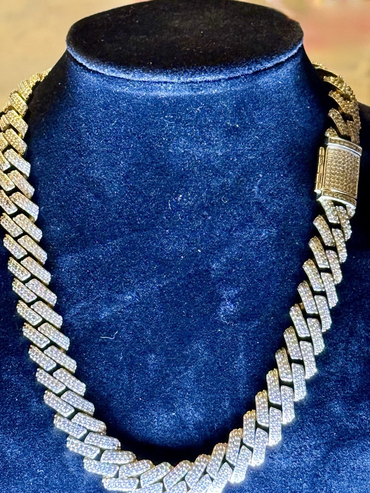 Gold Tone CZ Cuban Link Chain 