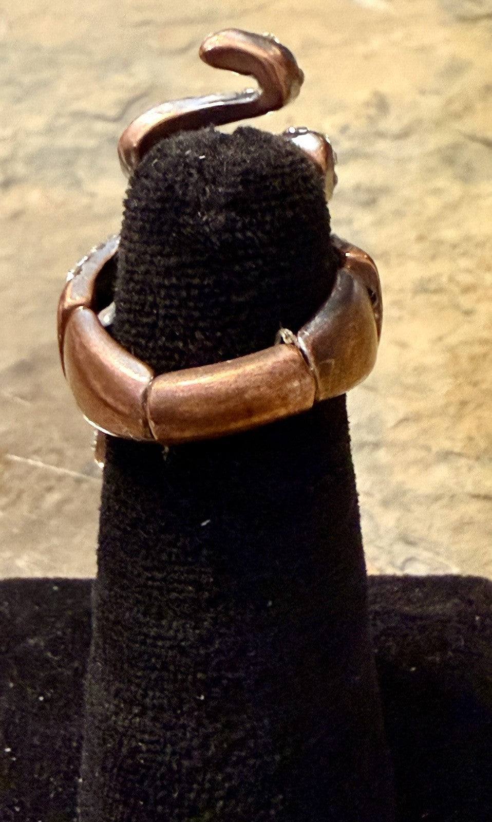 Silvertone Snake Ring - Size 6 - Adjustable 