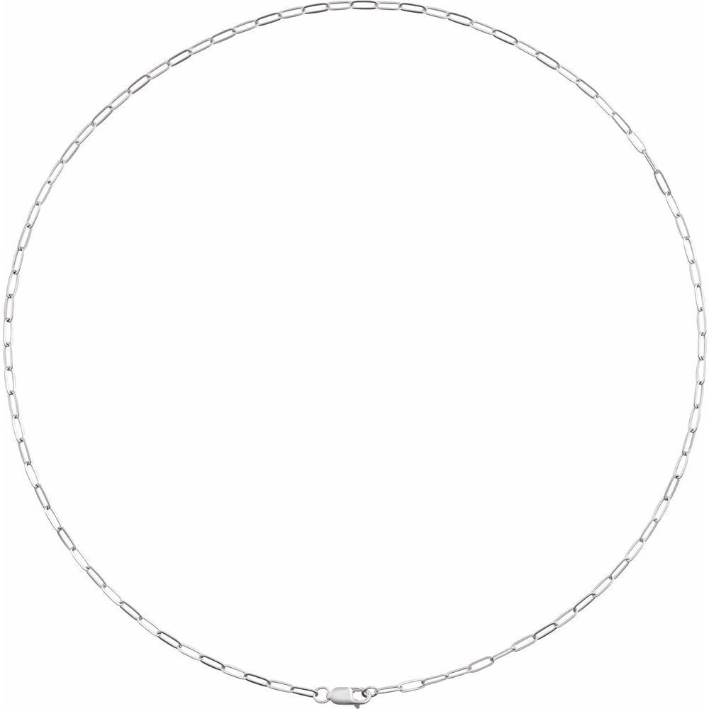 14K White 2.1 mm Paperclip-Style 18" Chain (2.64 grams)