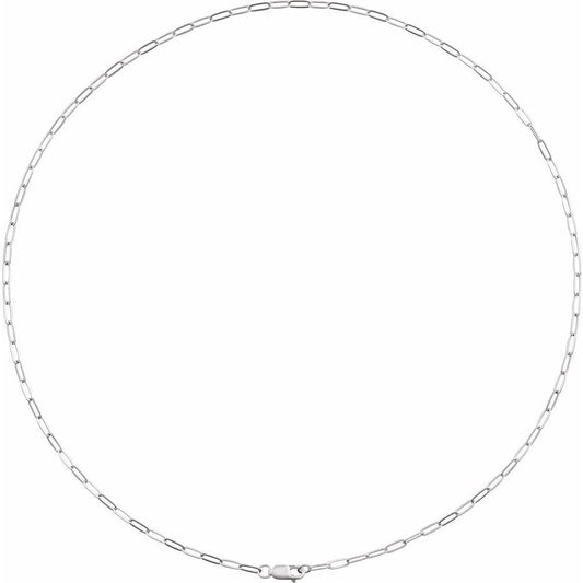 14K White 2.1 mm Paperclip-Style 18" Chain (2.64 grams)