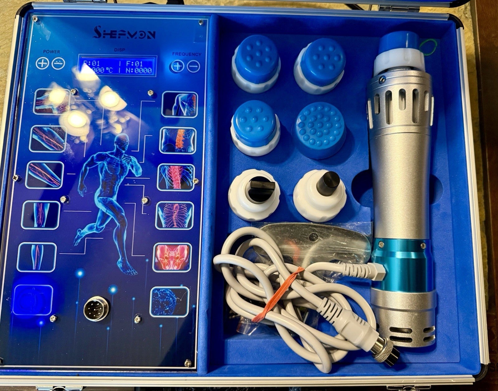Shepvon Professional Percussive Therapy Massage  Gun w/8 Heads and Case