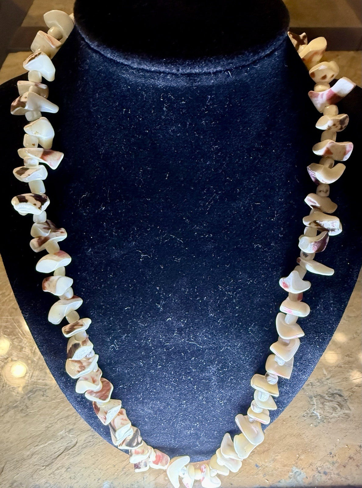 vintage necklace made of natural Trochus seashell beads