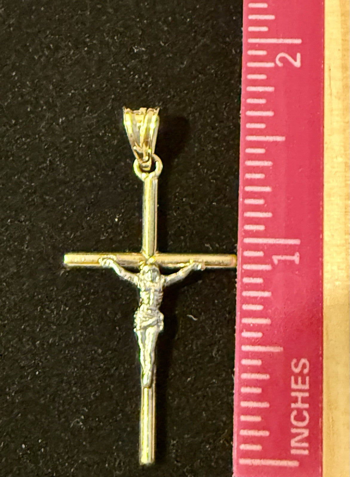 10K Yellow and White Gold Crucifix Pendant (.97gms) 