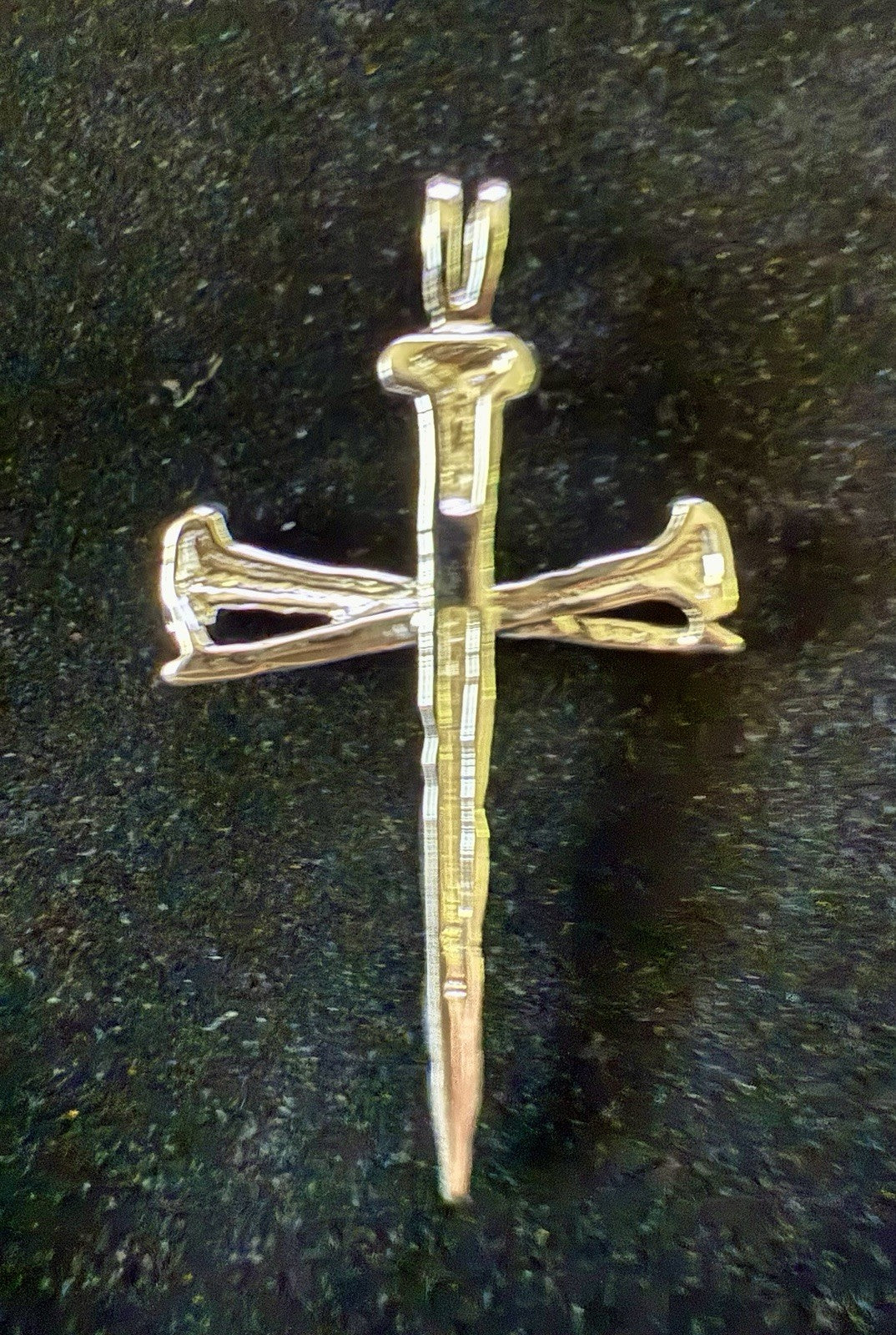 Sterling Silver 34x24 mm Nail Design Cross Pendant