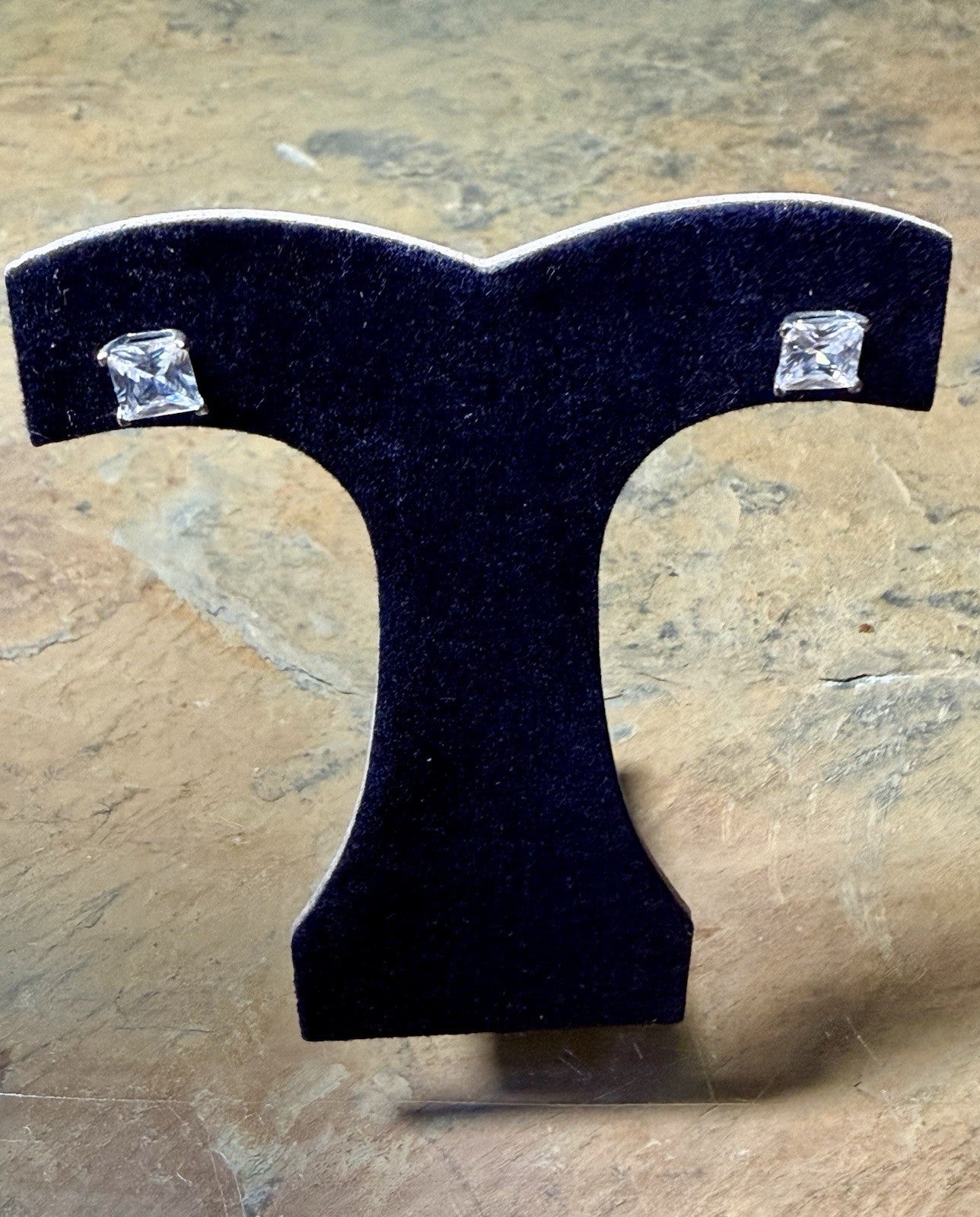 Vintage 10K White Gold CZ Earrings 