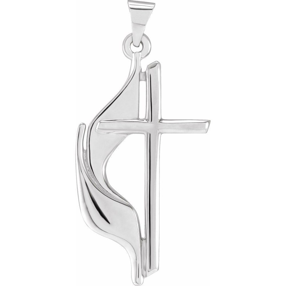 Sterling Silver Methodist Cross Pendant (30 x 17.5 MM)