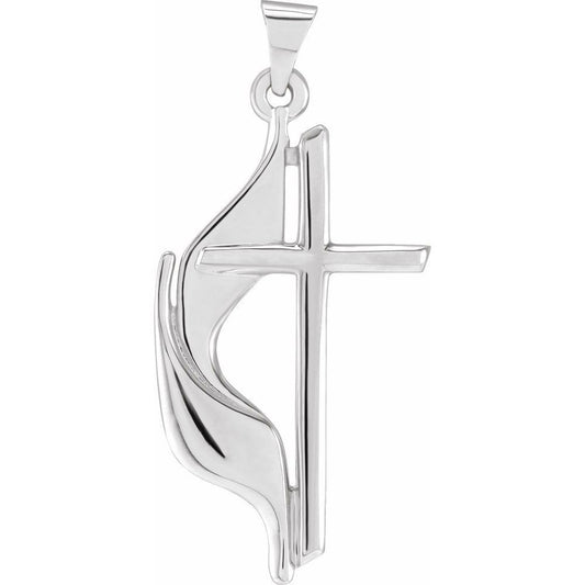 Sterling Silver Methodist Cross Pendant (30 x 17.5 MM)