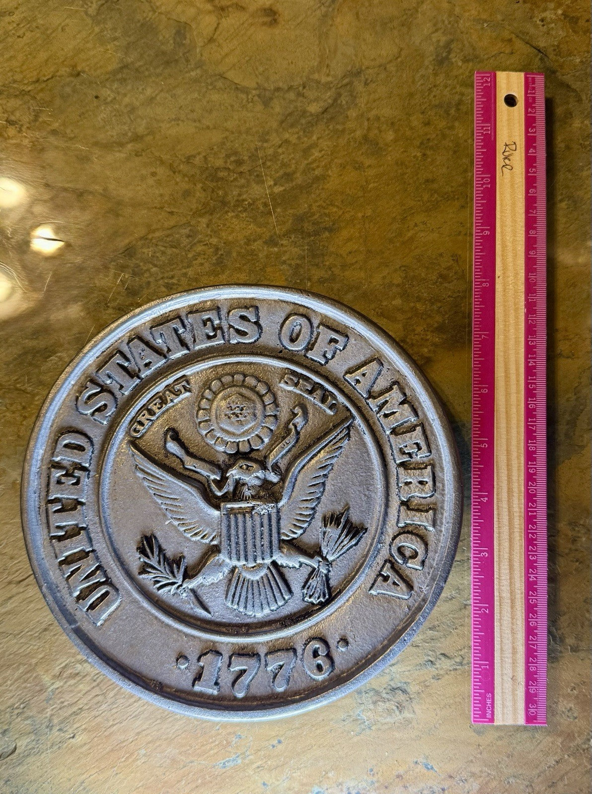 Vintage Pewter Great Seal of The US 1776 Wall Hanging Plate